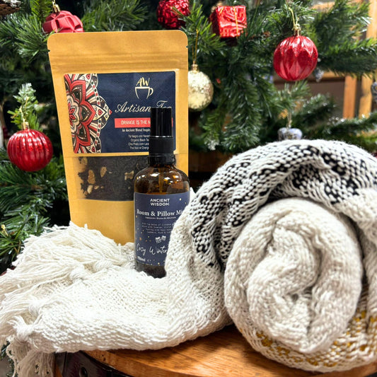 Pack Esencia de Invierno: manta boho, spray y té artesanal