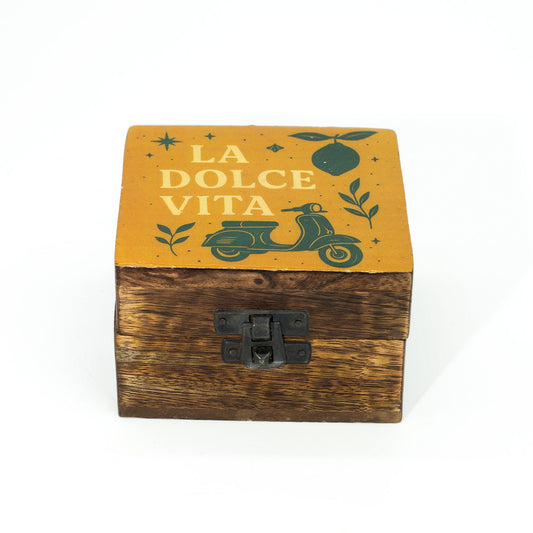 Caja pequeña de madera de mango esmaltada La Dolce Vita