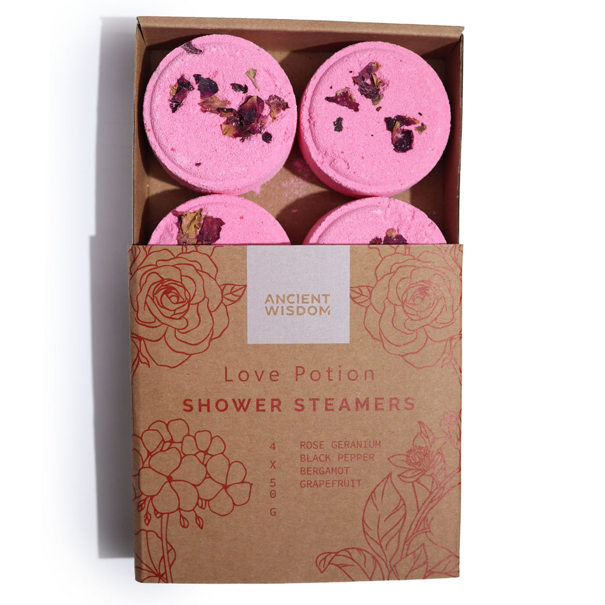 Set de 4 pastillas aromáticas para ducha Zen Poción de Amor