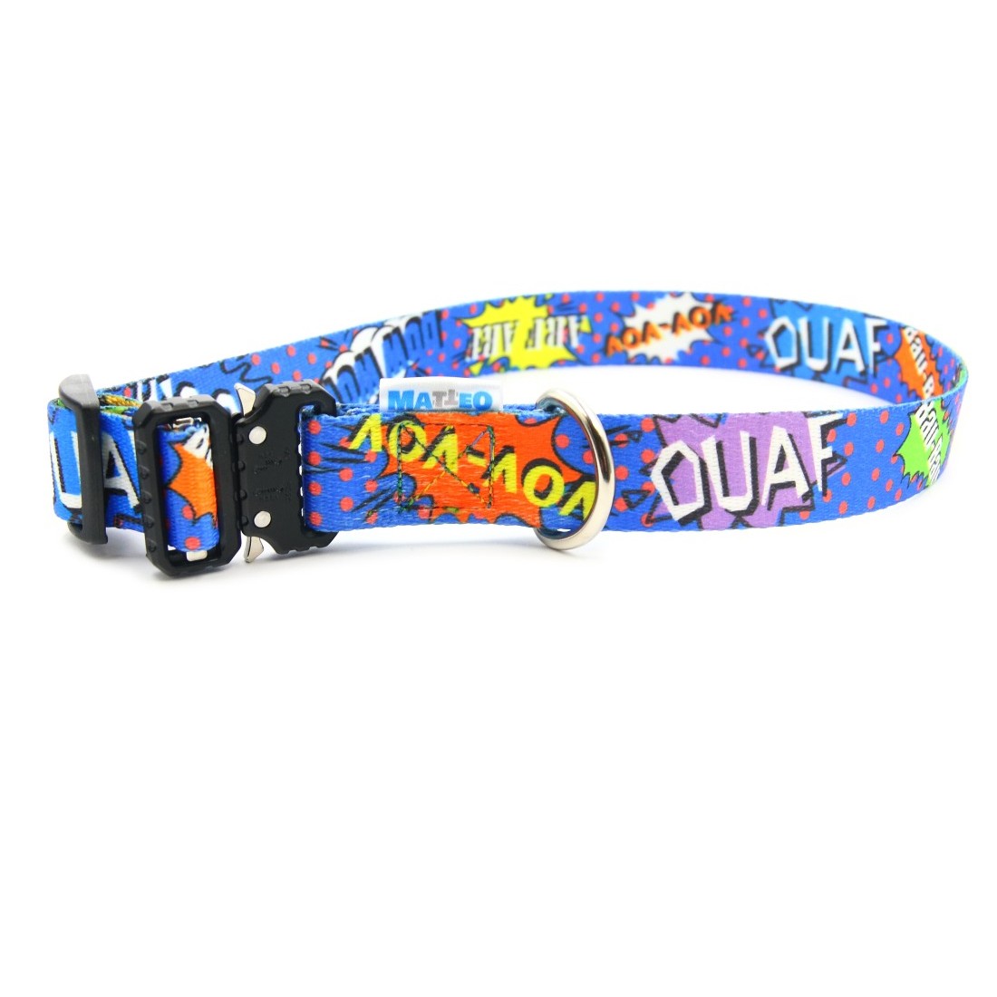 Collar With A Metal Buckle - Blue Graffiti