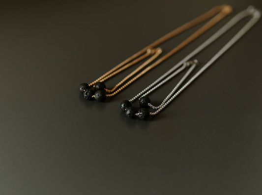 Diffuser Set, Necklace and Bracelet - Black Lava