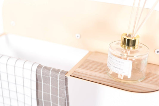 Steel & Wood Towel Rack - Beige