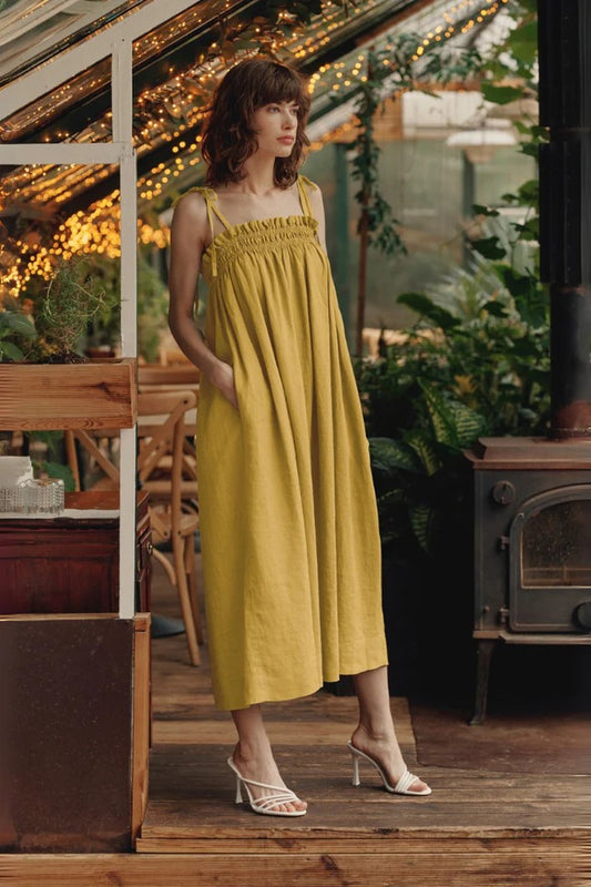 Linen Ballade Dress - Lemon Curry