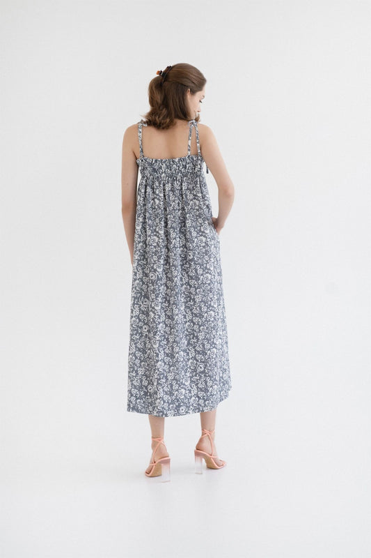 Linen Ballade Dress - Porcelain Flowers